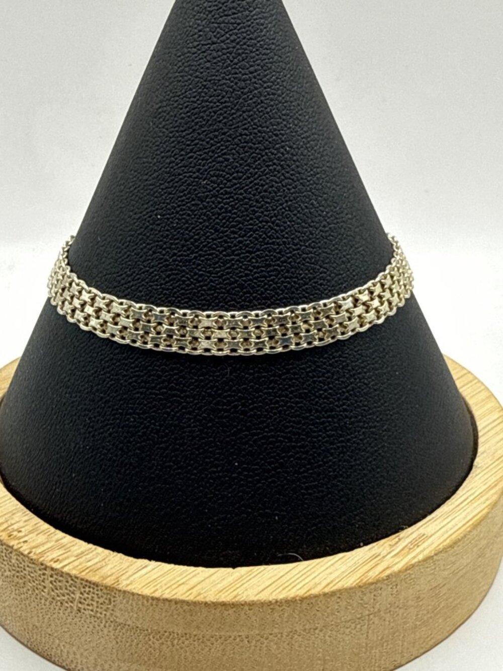Milor Italy 925 Sterling Silver Hourglass Mesh Bracelet Modernist Goth